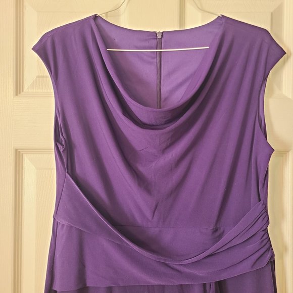 Purple Draped Neck Polyester Dress ~ Size 12-14 Large - Picture 6 of 7